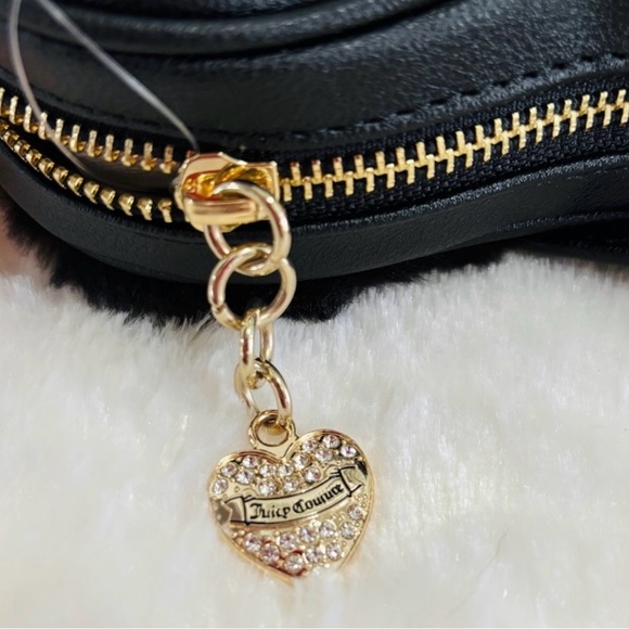 Juicy Couture Los Angeles NWT Black Liquorice Faux Fur Rhinestone Crossbody - Picture 9 of 9